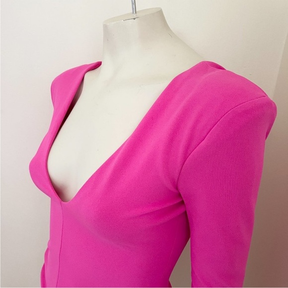 Zara Pink Deep V-Neck Bodysuit - Picture 2 of 4